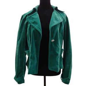 INC International Concepts Green Velvet Women's Blazer Sz. M  19in P2P, 21in Lon
